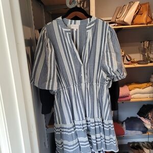 Entro Navy and White Striped Dress